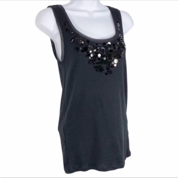 ANN TAYLOR Sequins Disks Tank Top M black - Picture 5 of 10